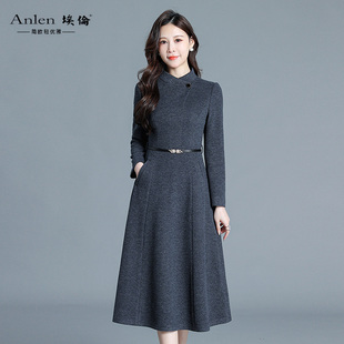 埃伦妈妈高级感气质优雅连衣裙2025秋季新款收腰显瘦洋气减龄长裙