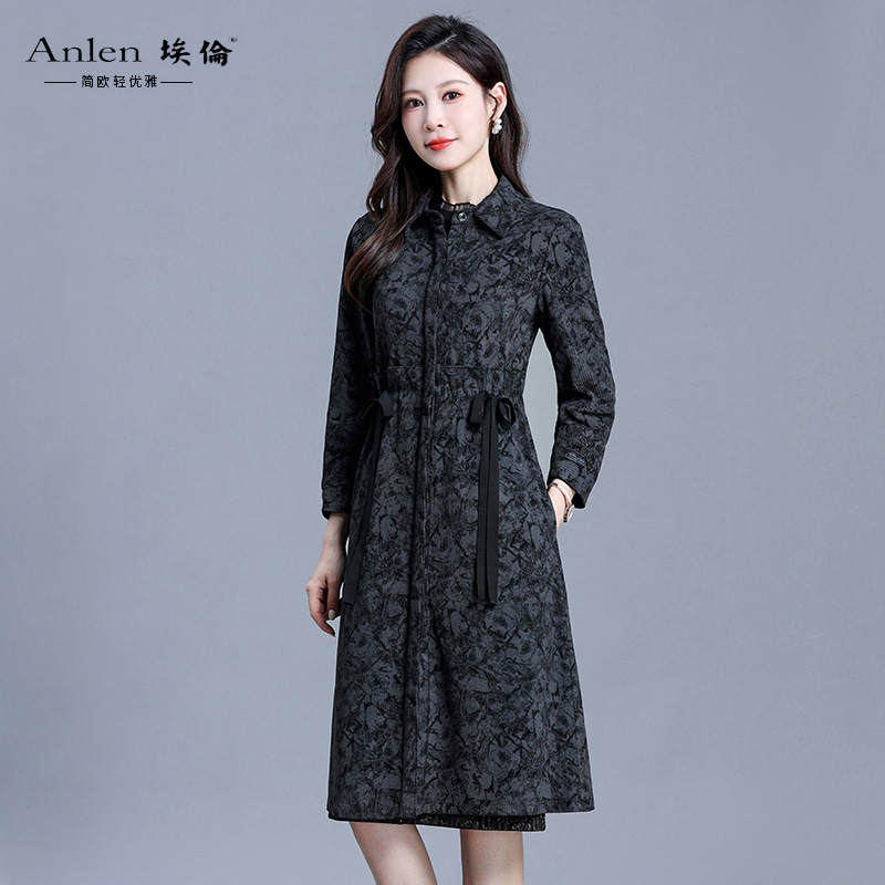 埃伦中长款风衣外套秋季2023新款大码女装妈妈款洋气气质修身大衣