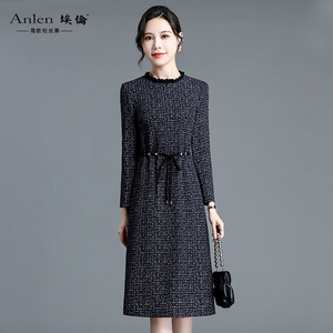 埃伦高级感妈妈显瘦连衣裙2026新款收腰气质优雅时尚洋气A字长裙
