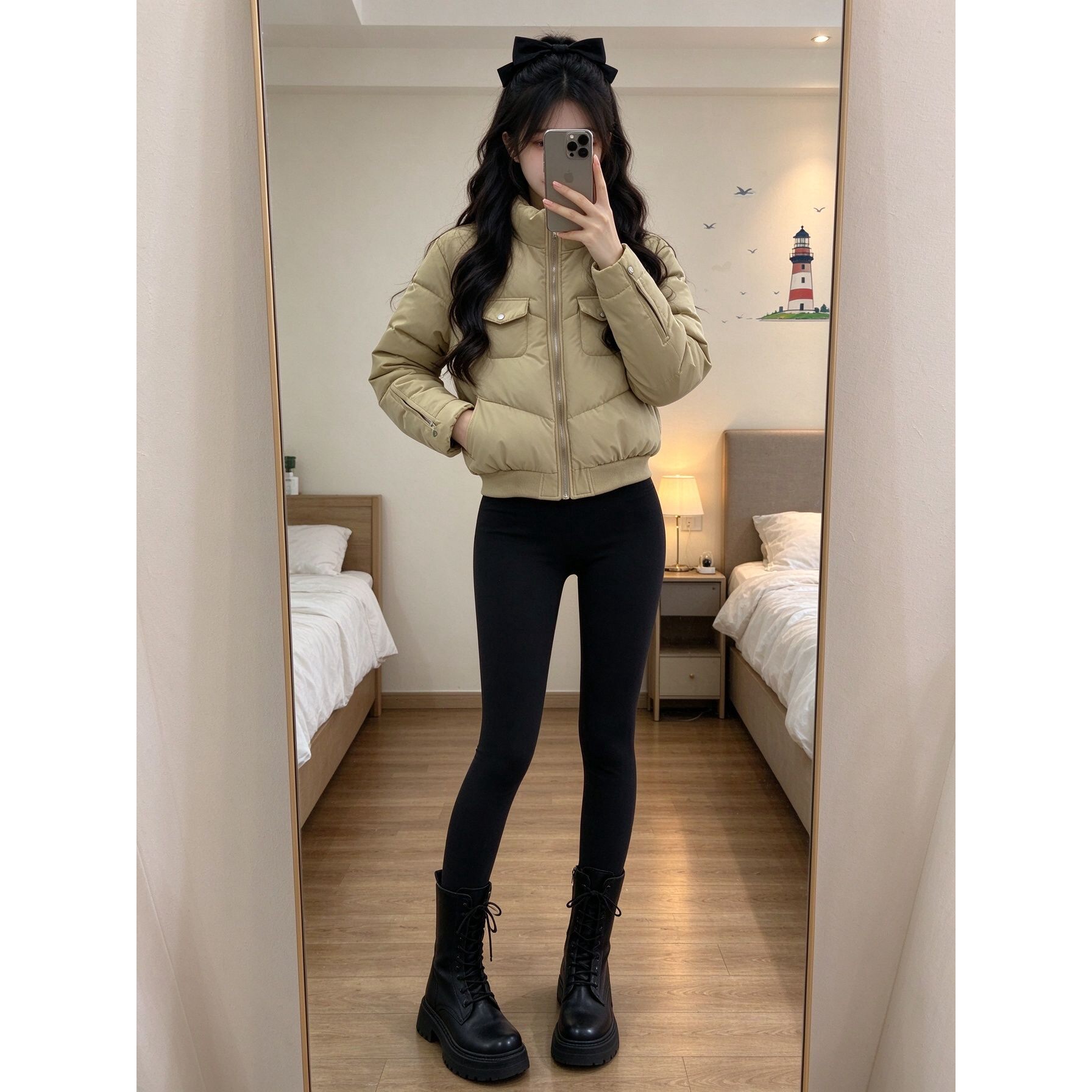 立领高腰短款棉衣女工装多口袋小个子秋冬休闲百搭防风显瘦外套