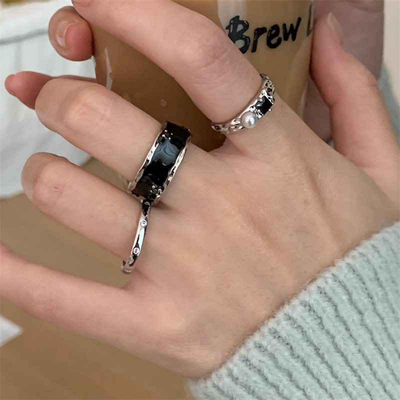 女性铜甜美滴油开口戒指