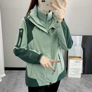 2022新款冲锋衣女三合一可拆卸户外美式登山服进藏旅行防风衣外套