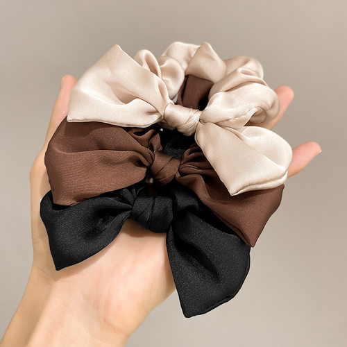 蝴蝶结大肠发圈韩式缎面头绳法式时尚打结发绳亚马逊头饰发饰批发