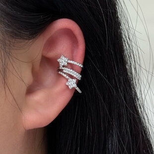 超闪镶钻左耳星星满钻多圈耳骨夹 小众精致高级气质无耳洞耳夹