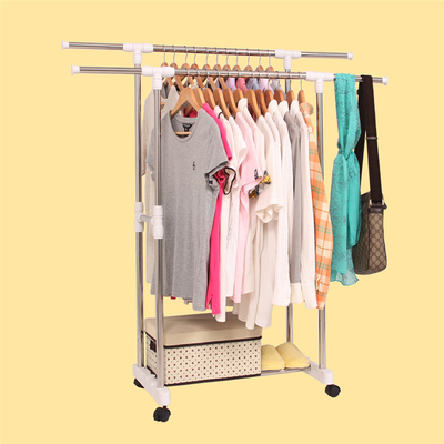 新料配件不锈钢管落地置地单杆 双杆晾衣架 高度伸缩