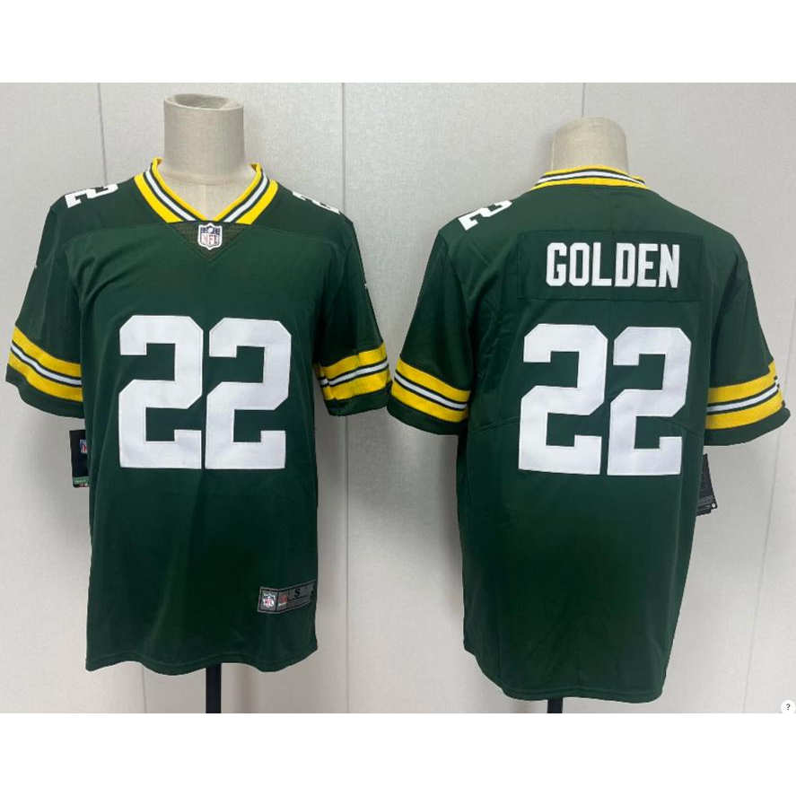 Green Bay Packers绿湾包装工队橄榄球服 22号GOLDEN球衣 比赛服