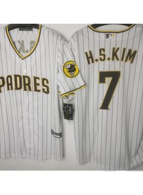 教士队棒球服SanDiego Padres 7号H.S.Kim金河成球衣比赛服刺绣男