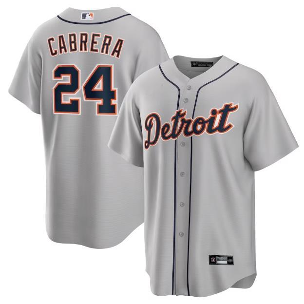 老虎队棒球服Detroit Tigers 24号CABRERA球衣 比赛训练服刺绣男