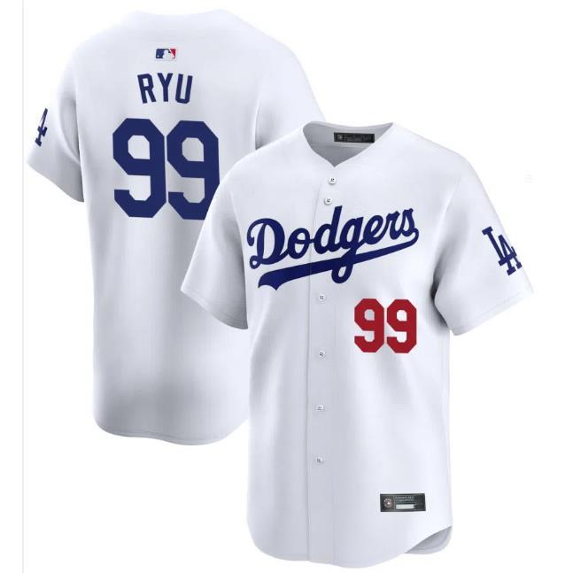 定制 Los Angeles Dodgers道奇队棒球服99号RYU 柳贤振球衣比赛服