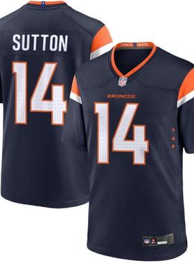 Denver Broncos 丹佛野马橄榄球服14号SUTTON球衣 刺绣比赛服