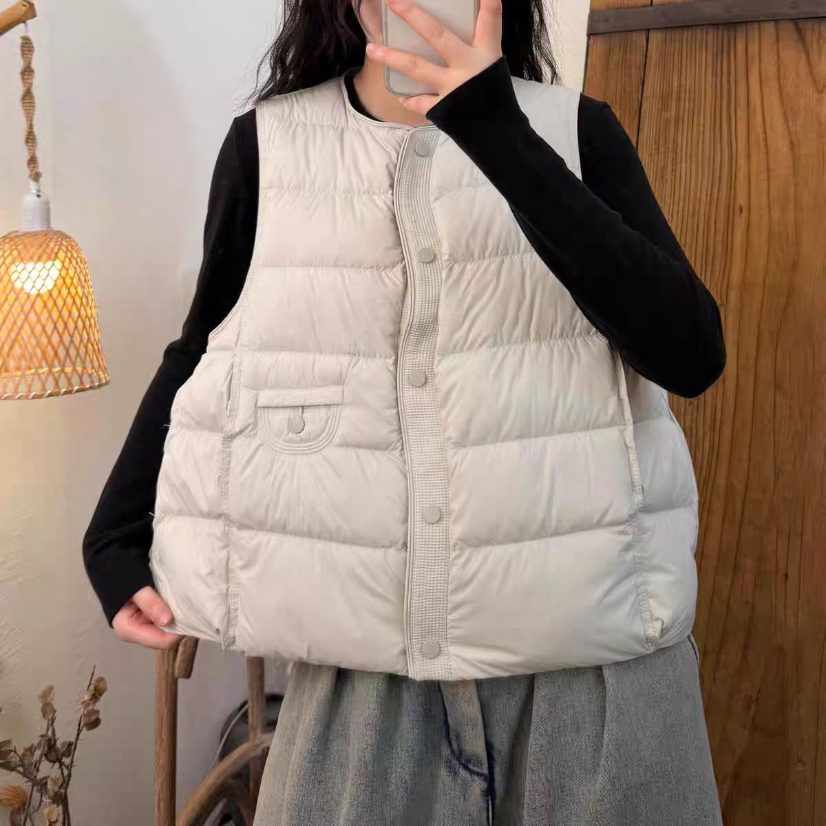 马甲叠穿保暖90白鸭绒坎肩马夹女