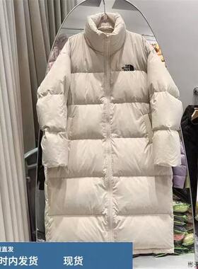 23681特~韩系简约长款立领大被子羽绒服加厚保暖直筒白鸭绒外套女