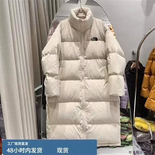 23681特~韩系简约长款立领大被子羽绒服加厚保暖直筒白鸭绒外套女