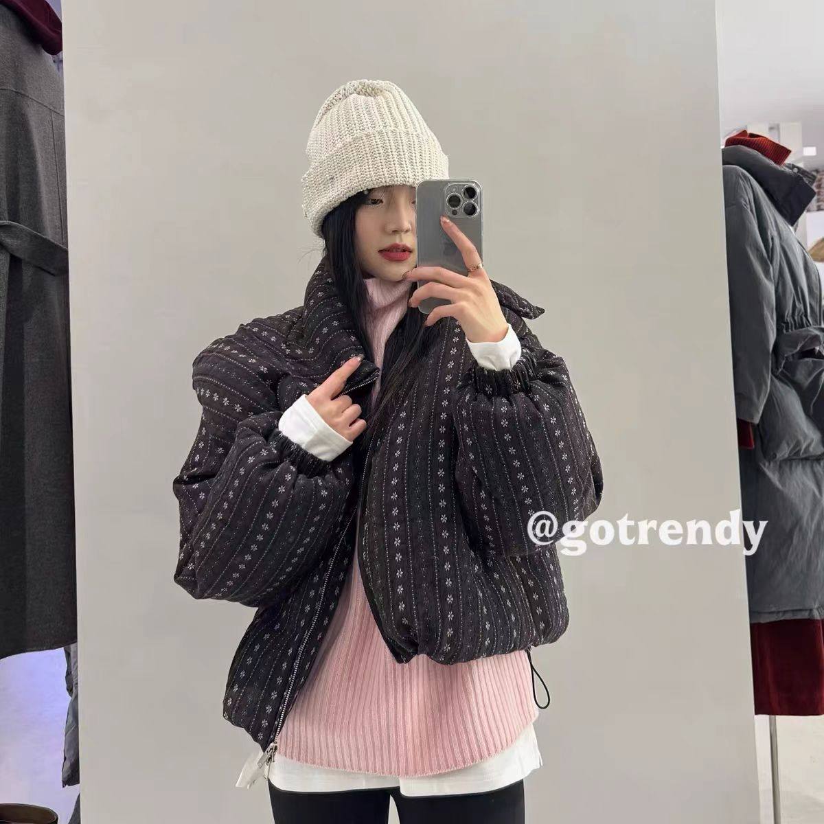 23736韩版小个子百搭小碎花连帽棉麻羽绒服保暖白鸭绒休闲外套女,女装/女士精品,羽绒服,淘宝优惠券,粉丝福利购,淘宝优惠卷