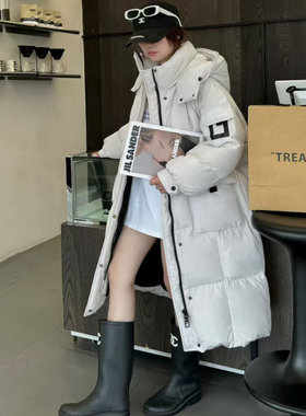 23482加厚！抗寒！长款大被子连帽羽绒服百搭保暖90白鸭绒外套女