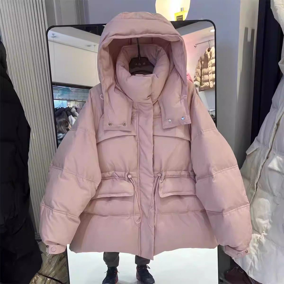 23734冬季新款短羽绒服连帽加厚抽绳收腰时尚显瘦保暖白鸭绒外套,女装/女士精品,羽绒服,淘宝优惠券,粉丝福利购,淘宝优惠卷