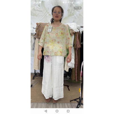 19134小莲~文艺复古纯色炒色扎染手工盘扣苎麻小衫女透气舒适T恤