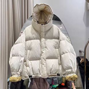 23691韩系减龄撞色小个子短款羽绒服百搭白鸭绒保暖外套面包服女