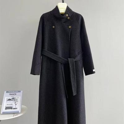 羊绒大衣中长过膝系带羊毛呢外套