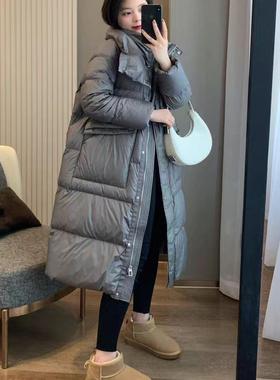 20833轻！软！暖！大被子长款羽绒服jin南款白鹅绒保暖宽松外套女