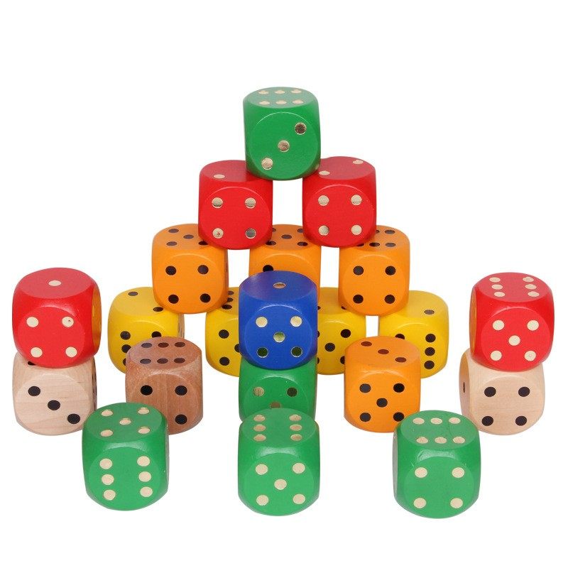 木质5cm彩色大号骰子实木圆角筛子六面点数色子亲子户外游戏道具