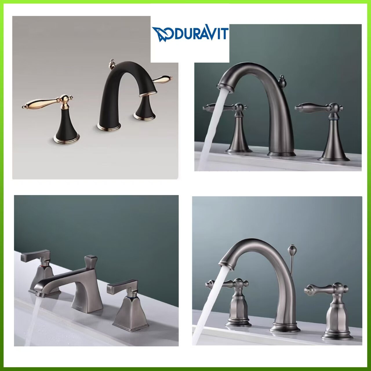 Duravit杜拉维特全铜枪灰三孔面盆洗手盆欧式复古洗脸盆冷热龙头