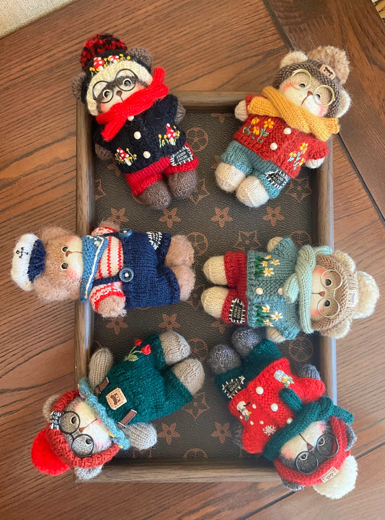 成品手工棒针小熊玩偶棒针熊熊定制玩偶成品钩织可爱熊仔挂件钩织