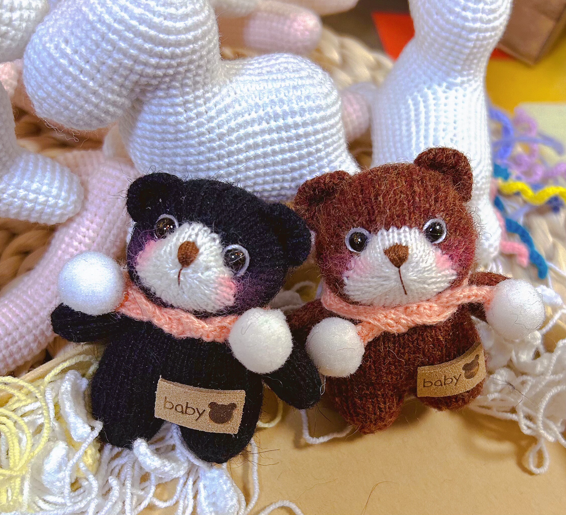 成品手工棒针小熊棒针熊熊定制玩偶成品钩织可爱熊仔挂件钩织