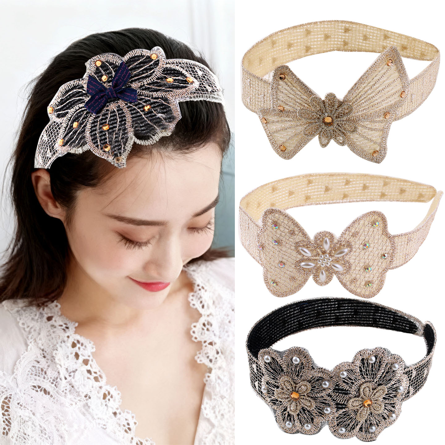 刘海贴套装1.00-9.99元蕾丝发箍