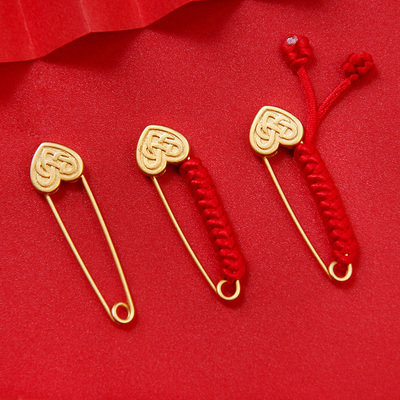 爱心别针手工编织红绳金刚结