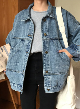 复古牛仔外套新款女秋冬百搭气质小个子宽松显瘦夹克衫长袖上衣