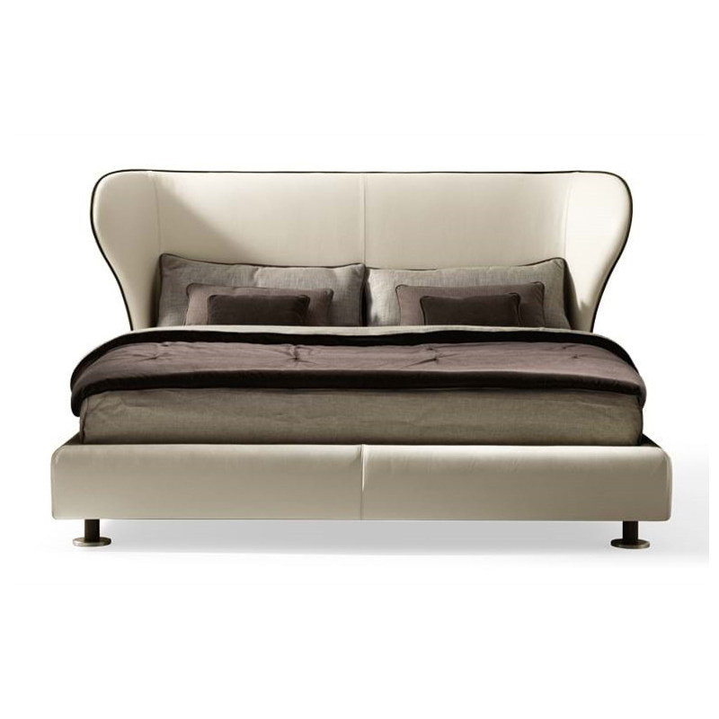 设计师家具现代简约款双人床牛皮软包布艺软包造型床金属脚