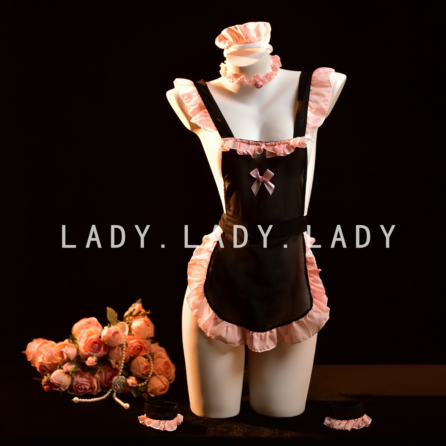 Lady性感睡衣女仆制服套装蝴蝶结内衣情调女佣纯欲风睡裙蕾丝qqny