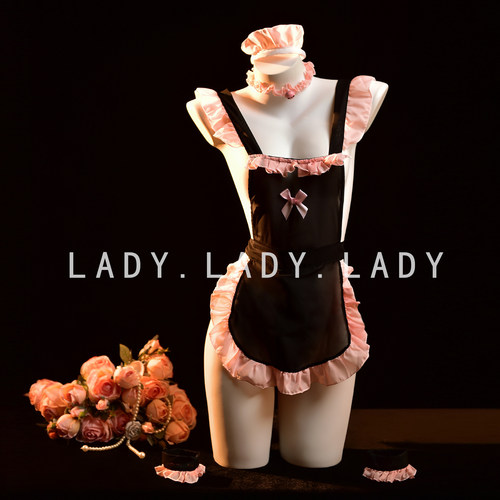 Lady性感睡衣女仆制服套装蝴蝶结内衣情调女佣纯欲风睡裙蕾丝qqny