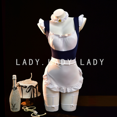 Lady性感睡衣可爱女仆制服cos水手女佣套装纯欲风带胸垫睡裙qqny