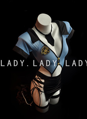 Lady性感内衣女警制服cos纯欲镂空包臀短裙套装约会qqny趣情睡衣