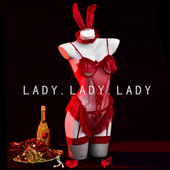 Lady内衣性感小胸制服蕾丝兔女郎镂空连体衣睡衣qqny纯欲趣情诱惑