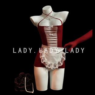 Lady性感纯欲镂空小胸女仆包臀网衣cos角色扮演制服内衣qqny趣情