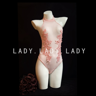 趣情qqny Lady性感睡衣女蕾丝小胸连体衣纯欲网纱透视睡裙睡袍套装