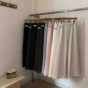 直筒运动束脚裤 女士休闲裤 子 女生抽绳二穿加绒卫裤 韩系25年冬韩版
