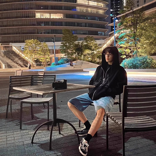 现货韩国潮牌istkunst全圆佑同款三角刺绣韩版连帽拉链卫衣外套潮