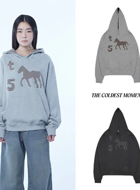 韩国代购马年限定THE COLDEST MOMENT TCM小马贴布连帽卫衣男女潮