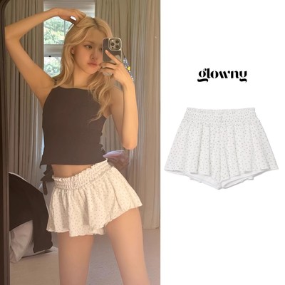 现货ROSE朴彩英同款 Glowny韩国设计师品牌 小碎花宽松高腰短裤