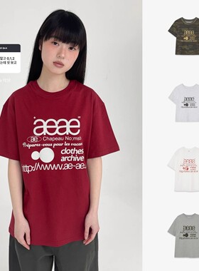 25春夏韩国小众设计潮牌aeae字母迷彩logo经典宽松短袖t恤男女款