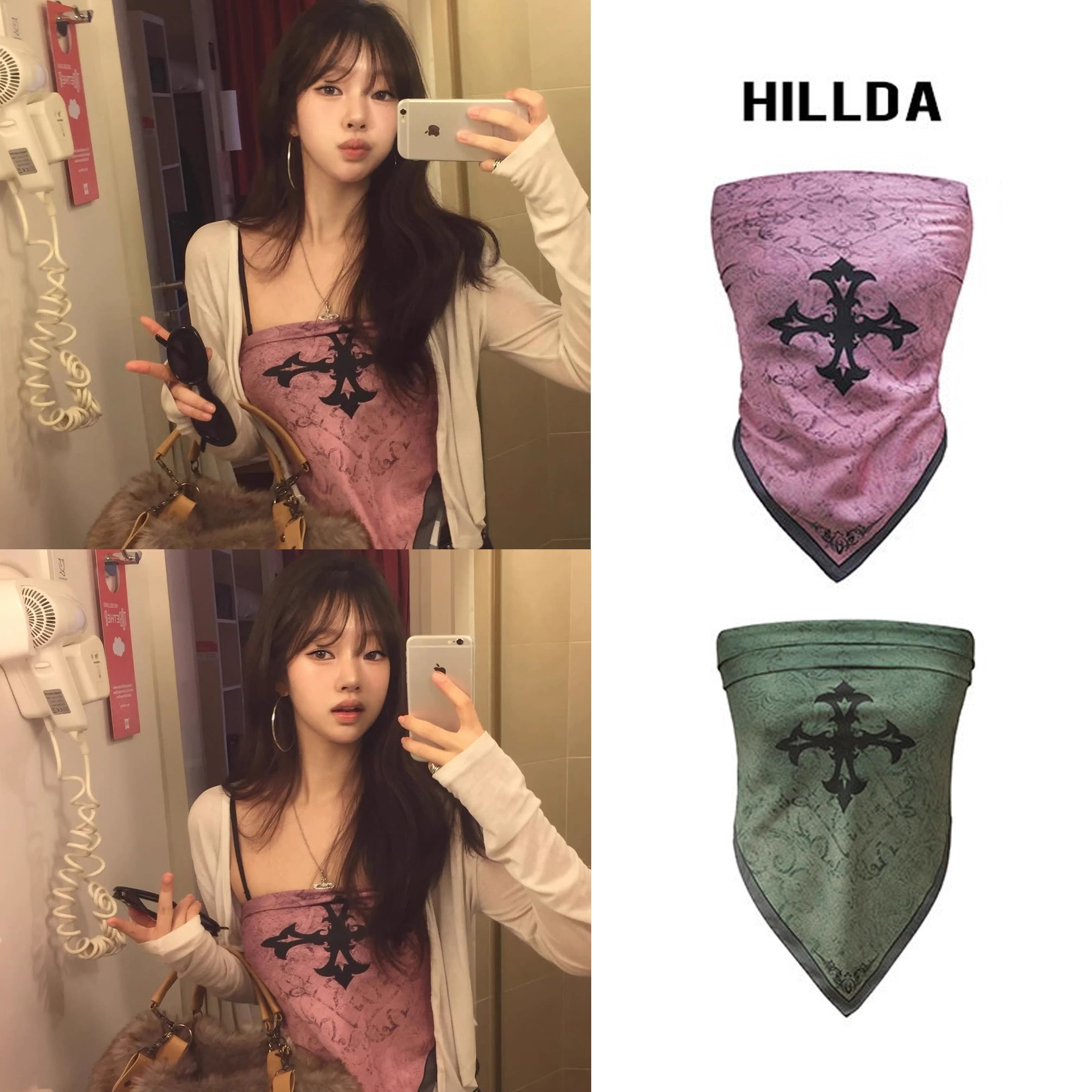 HILLDA韩版辣妹风十字架背心抹胸