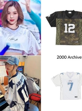 现货易梦玲申留真崔有真noze同款2000archives 球衣风短袖t恤女