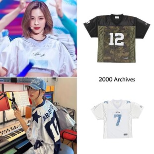 现货易梦玲申留真崔有真noze同款2000archives 球衣风短袖t恤女