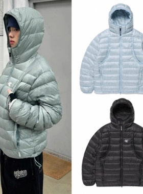 韩国代购25秋冬cavish经典字母刺绣连帽秋冬保暖羽绒服外套男女潮