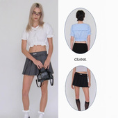 小标短款 现货25夏季 韩国CRANK设计小众潮牌韩版 百褶裙迷你裙女