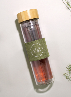 英国Luckies 玻璃茶滤杯High Tea Calm Club创意竹盖家用礼品杯